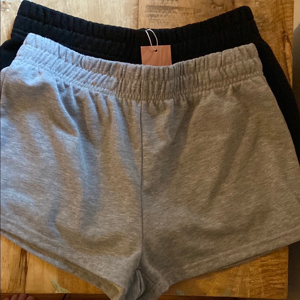 SHEIN Gray and Black Athletic Shorts with Elastic Waistband
